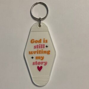 White Keychain with Inspirational Quote